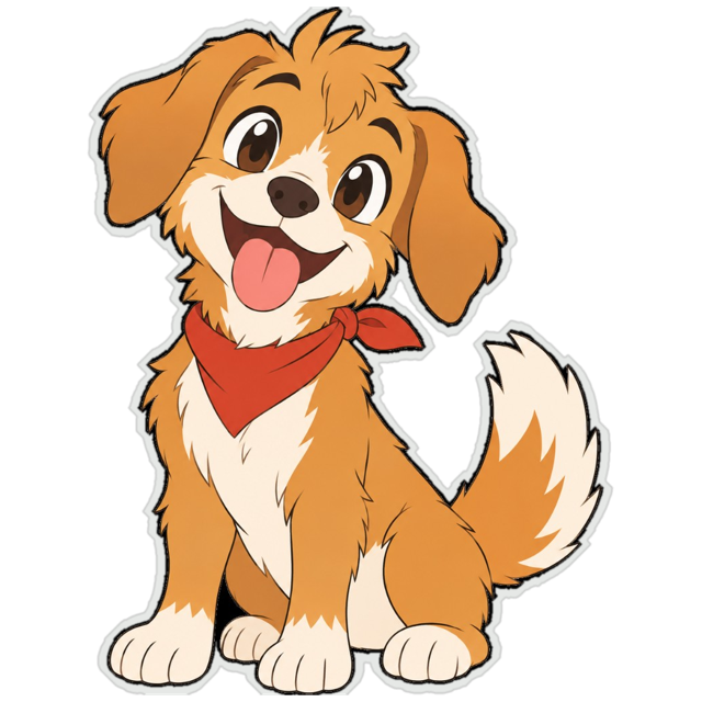 Chucho, a smiling puppy in a red bandana